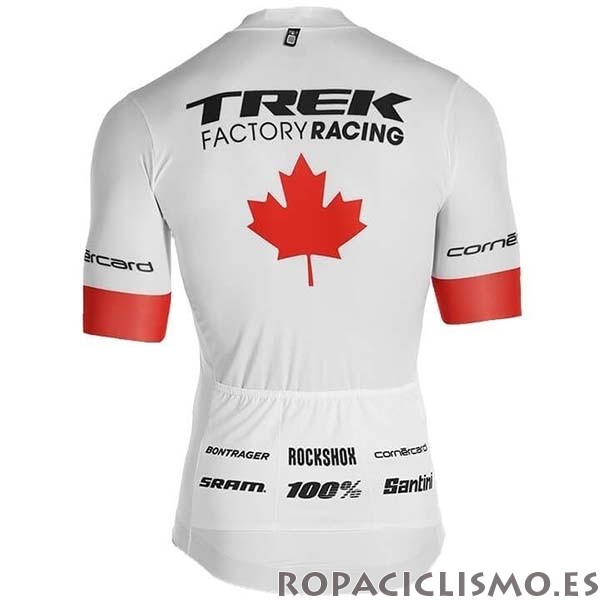 2020 Maillot Trek Factory Racing Campeon Canada Tirantes Mangas Cortas 2019 Blanco